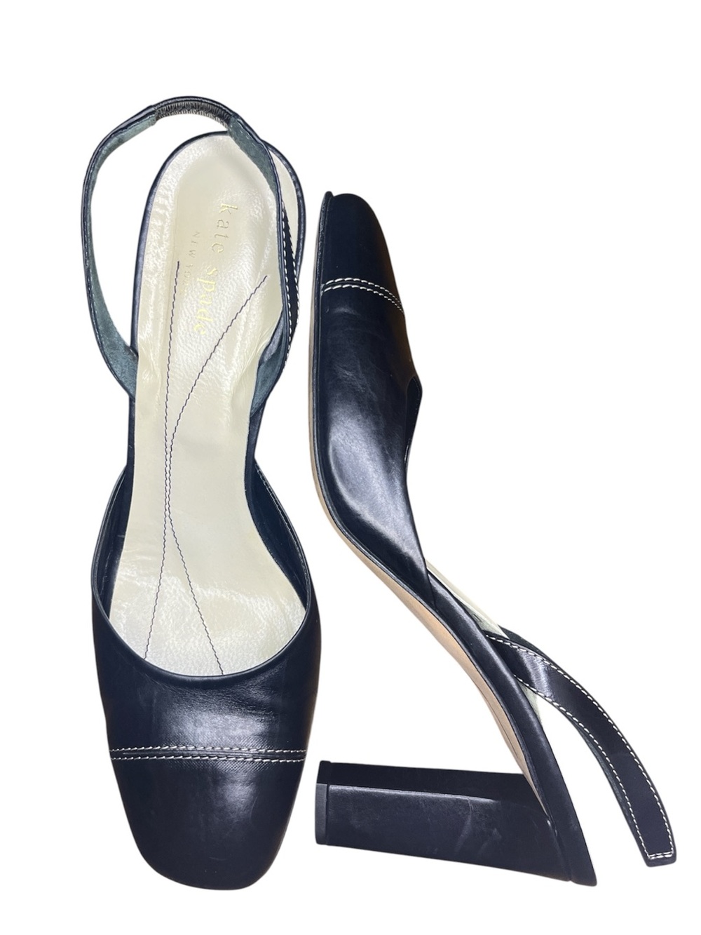 Y2K Kate Spade Slingback Block Heel Leather Pumps